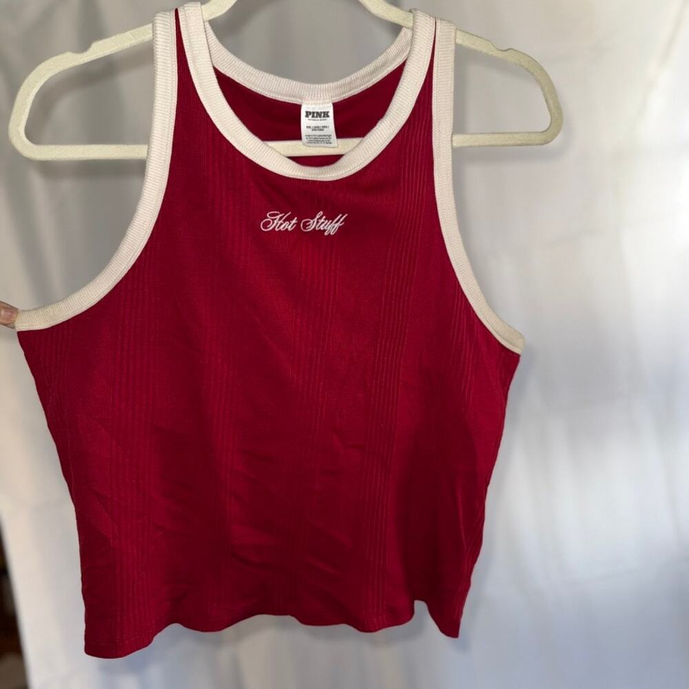 victoria’s secret pink red tank top “hot stuff” graphic size xxl